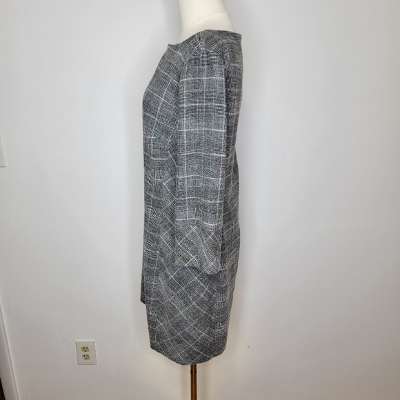 H&M Gray Plaid Women's Dress 3/4 Sleeve Size Medium Corpcore - Picture 3 of 5